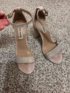 Steve Madden Women's Blush Rhinestone Block Heel Sandals